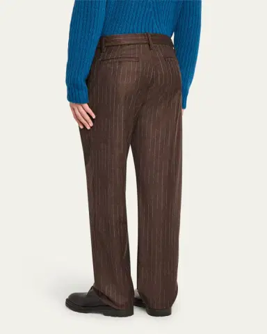 The Elder Statesman Men's Chalk Stripe Wool-Cashmere Pants | Thumbnail 3