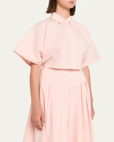 Simkhai Blair Cropped Short-Sleeve Shirt | Thumbnail 4 Simkhai Blair Cropped Short-Sleeve Shirt | Thumbnail 4