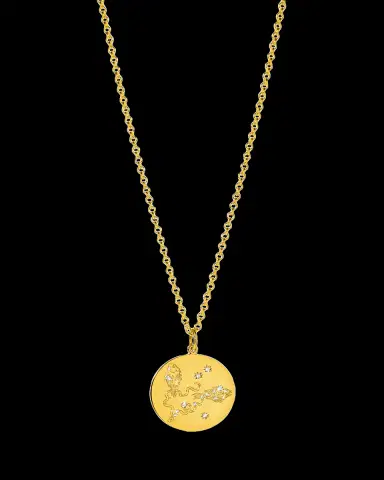 VERDURA 18K Yellow Gold Diamond Zodiac Necklace, Pisces | Thumbnail 2