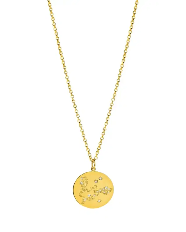 Verdura 18K Yellow Gold Diamond Zodiac Necklace, Pisces