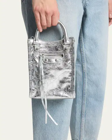 Balenciaga Le City Metallic Leather Tote Phone Holder | Thumbnail 2 Balenciaga Le City Metallic Leather Tote Phone Holder | Thumbnail 2