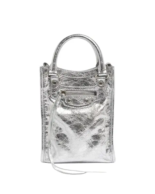 Balenciaga Le City Metallic Leather Tote Phone Holder