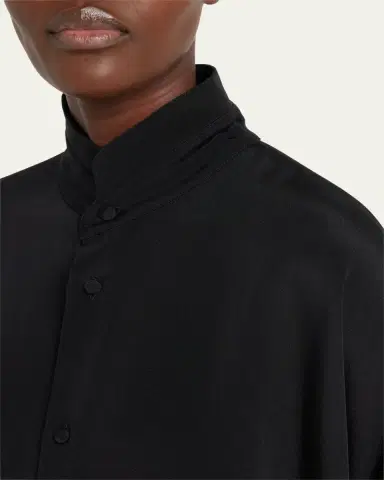 Eskandar Wide Longer Back Double Stand Collar Shirt (Mid Plus) | Thumbnail 5 Eskandar Wide Longer Back Double Stand Collar Shirt (Mid Plus) | Thumbnail 5