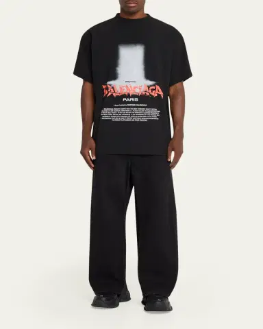 Balenciaga Men's Logo Graphic Cotton Jersey T-Shirt | Thumbnail 2