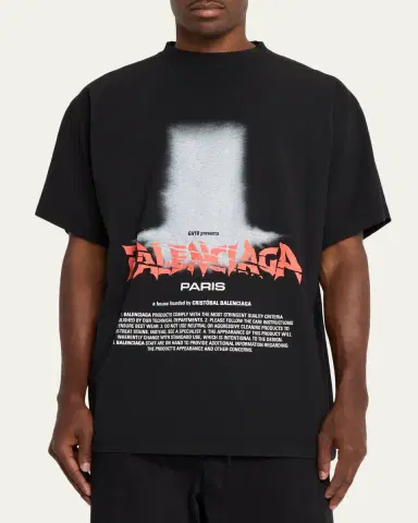 Balenciaga Men's Logo Graphic Cotton Jersey T-Shirt | Thumbnail 4