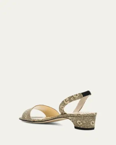 Manolo Blahnik 30mm Patobarnu Lizard-Print Leather Slingback Sandals | Thumbnail 2