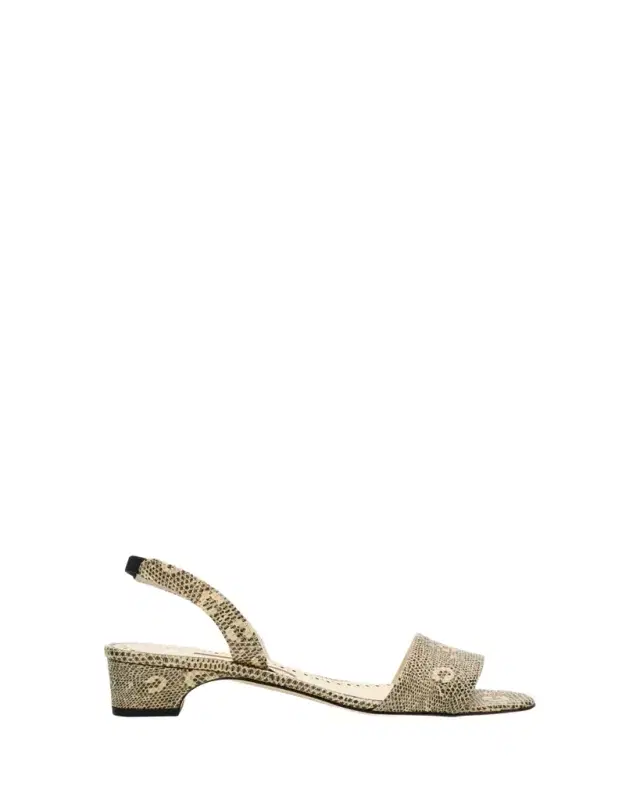 Manolo Blahnik 30mm Patobarnu Lizard-Print Leather Slingback Sandals