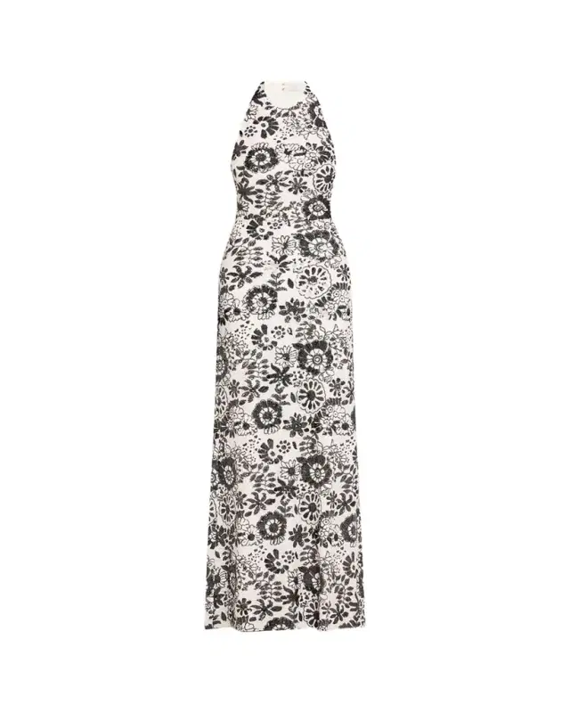 Candice Floral Sequin Halter Gown