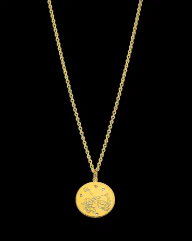 VERDURA 18K Yellow Gold Diamond Zodiac Necklace, Libra | Thumbnail 2