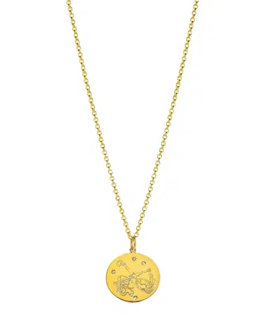 VERDURA 18K Yellow Gold Diamond Zodiac Necklace, Libra | Thumbnail 1