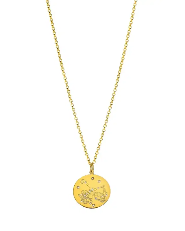 Verdura 18K Yellow Gold Diamond Zodiac Necklace, Libra