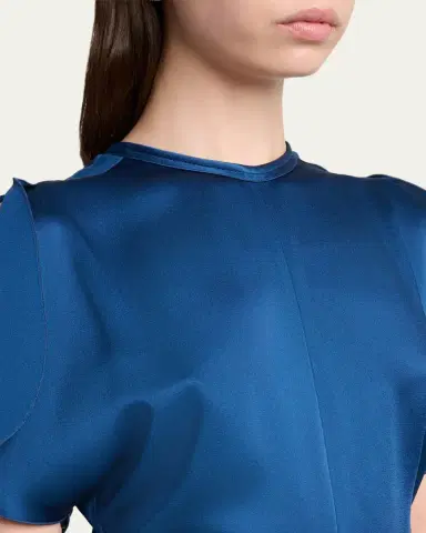 Victoria Beckham Gathered Waist Flutter-Sleeve Satin Gown | Thumbnail 5