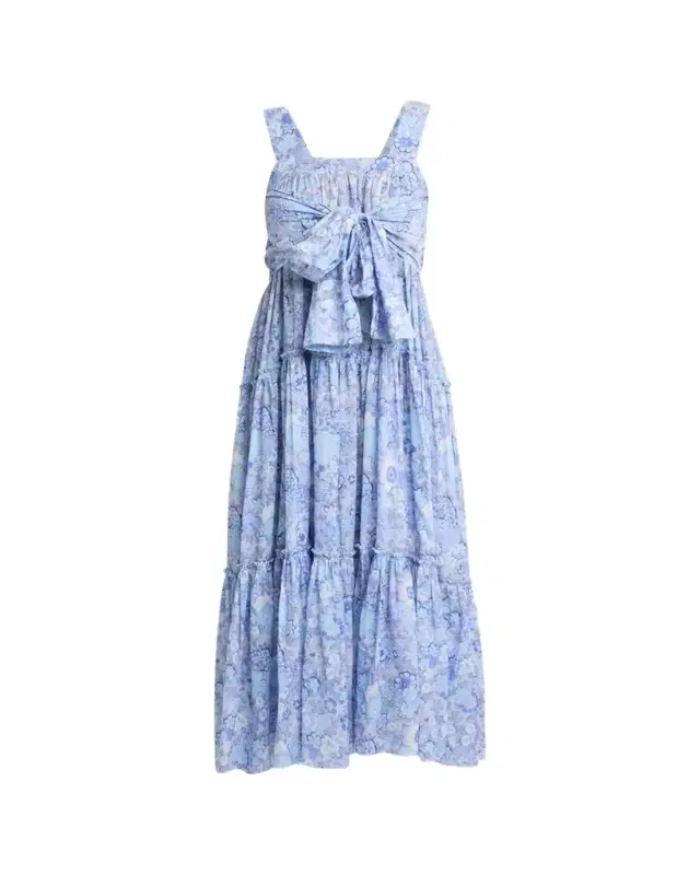 Painted Flowers Cotton Maxi Dress