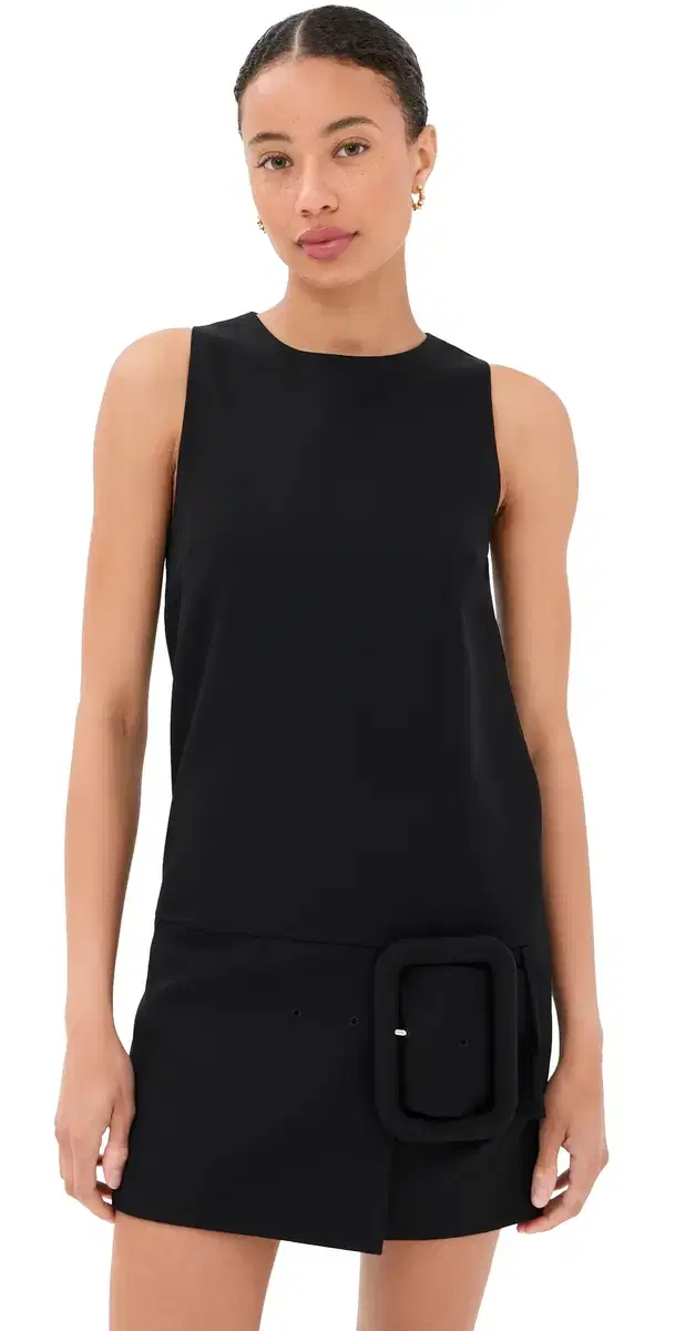 AMI Big Buckle Belt Mini Dress Noir