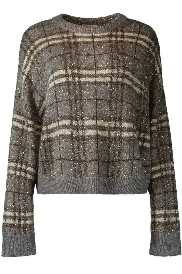 Brunello Cucinelli Long Sleeve Plaid Sweater