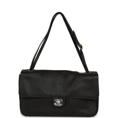 Chanel Chanel Maxi "Souplissimo" Small Flap Bag Black Grained Calfskin Silver Hardware | Thumbnail 1 Chanel Chanel Maxi "Souplissimo" Small Flap Bag Black Grained Calfskin Silver Hardware | Thumbnail 1