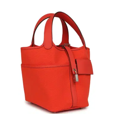 HERMÈS Hermes Picotin Cargo 18 Orange Field Swift and Toile Canvas Palladium Hardware | Thumbnail 2