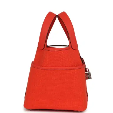 HERMÈS Hermes Picotin Cargo 18 Orange Field Swift and Toile Canvas Palladium Hardware | Thumbnail 3