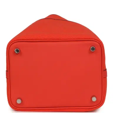 HERMÈS Hermes Picotin Cargo 18 Orange Field Swift and Toile Canvas Palladium Hardware | Thumbnail 6