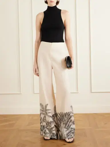 ANDRES OTALORA Voz De Calma Printed Linen Wide-leg Pants | Thumbnail 2 ANDRES OTALORA Voz De Calma Printed Linen Wide-leg Pants | Thumbnail 2