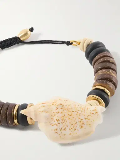 TOHUM Samsara Gold-plated, Leather And Seashell Beaded Bracelet | Thumbnail 4 TOHUM Samsara Gold-plated, Leather And Seashell Beaded Bracelet | Thumbnail 4