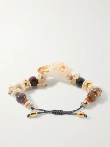 TOHUM Samsara Gold-plated, Leather And Seashell Beaded Bracelet | Thumbnail 3 TOHUM Samsara Gold-plated, Leather And Seashell Beaded Bracelet | Thumbnail 3