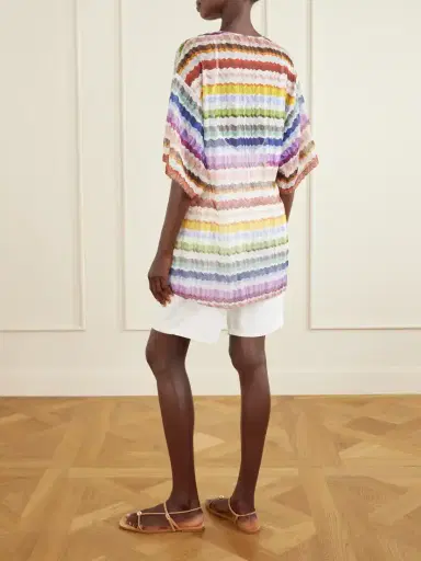 Missoni Lace-up Striped Metallic Crochet-knit Coverup | Thumbnail 3