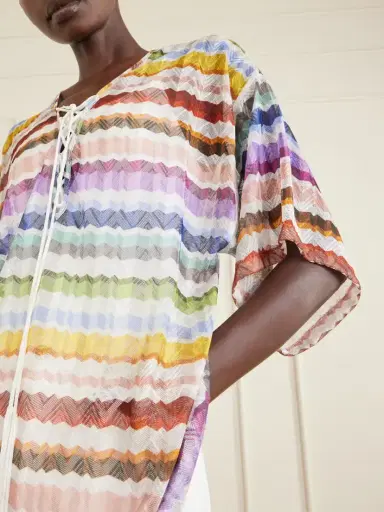 Missoni Lace-up Striped Metallic Crochet-knit Coverup | Thumbnail 4