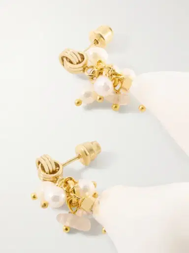 TOHUM Samsara Gold-plated And Seashell Beaded Earrings | Thumbnail 3
