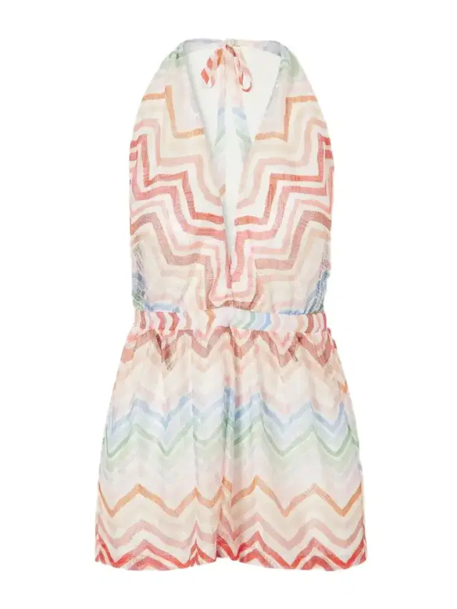 Striped Crochet-knit Playsuit