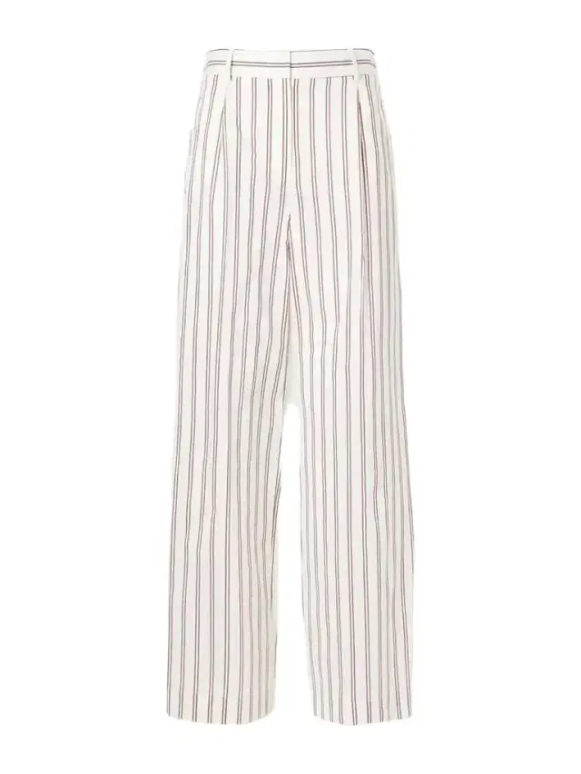 Hudson St Pleated Striped Cotton And Silk-blend Wide-leg Pants