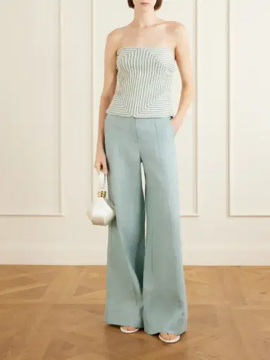 ANDRES OTALORA Nyota Alma Embroidered Linen And Cotton-blend Bustier Top | Thumbnail 2
