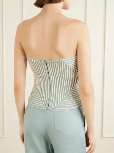 ANDRES OTALORA Nyota Alma Embroidered Linen And Cotton-blend Bustier Top | Thumbnail 3