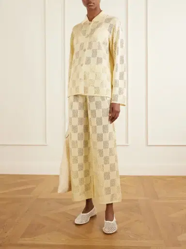 Calle Del Mar Checked Woven Wide-leg Pants | Thumbnail 2 Calle Del Mar Checked Woven Wide-leg Pants | Thumbnail 2