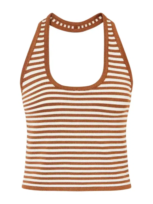 Halterneck Striped Knitted Top