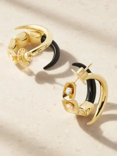 Nikos Koulis Look 18-karat Gold, Enamel And Diamond Earrings | Thumbnail 3