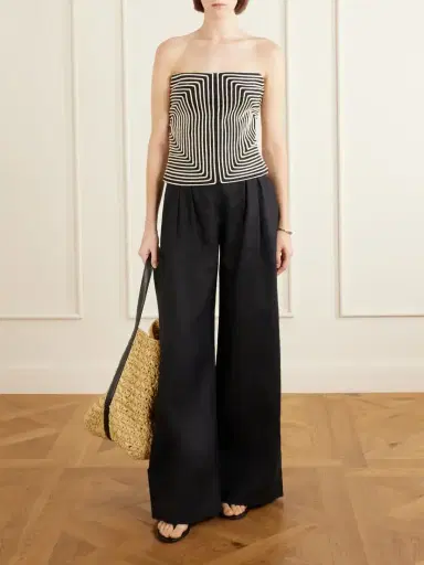 ANDRES OTALORA Nyota Alma Embroidered Linen-blend Bustier Top | Thumbnail 2
