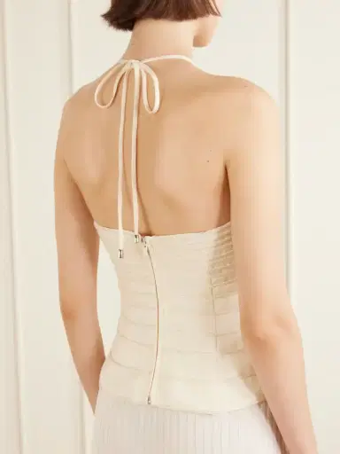 ANDRES OTALORA En Tu Luz Embroidered Linen Bustier Top | Thumbnail 3
