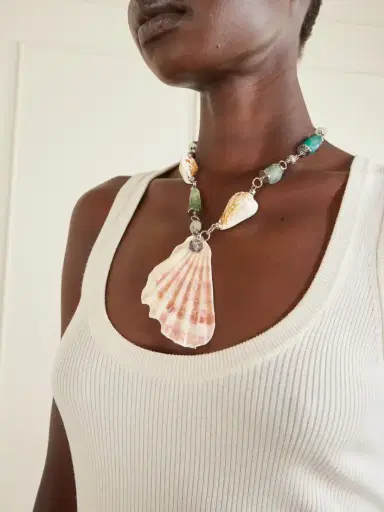 TOHUM Samsara Sterling Silver And Seashell Beaded Necklace | Thumbnail 2 TOHUM Samsara Sterling Silver And Seashell Beaded Necklace | Thumbnail 2