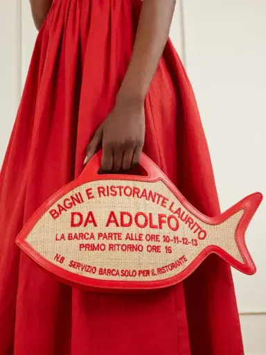 Staud + Da Adolfo Cleo Raffia Leather Handbag | Thumbnail 2