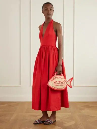 Staud + Da Adolfo Cleo Raffia Leather Handbag | Thumbnail 3