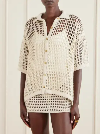 Haight Sheila Open-knit Cotton-blend Blouse | Thumbnail 3