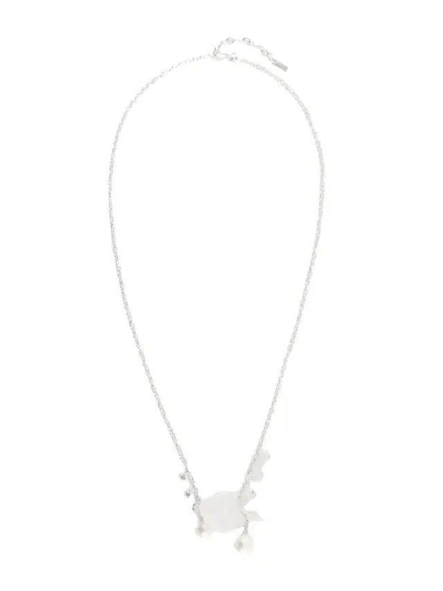 Completedworks Pendulum Recycled Silver, Cubic Zirconia, Crystal And Pearl Necklace