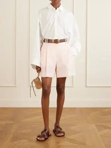 Another Tomorrow Pleated Linen Shorts | Thumbnail 2 Another Tomorrow Pleated Linen Shorts | Thumbnail 2