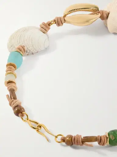 TOHUM Samsara Gold-plated, Leather And Seashell Beaded Necklace | Thumbnail 3 TOHUM Samsara Gold-plated, Leather And Seashell Beaded Necklace | Thumbnail 3