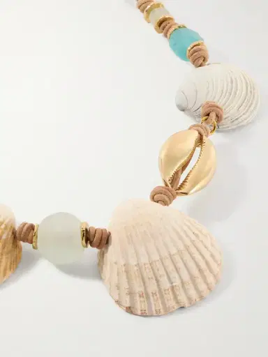 TOHUM Samsara Gold-plated, Leather And Seashell Beaded Necklace | Thumbnail 4 TOHUM Samsara Gold-plated, Leather And Seashell Beaded Necklace | Thumbnail 4