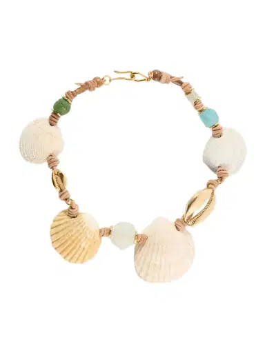 TOHUM Samsara Gold-plated, Leather And Seashell Beaded Necklace | Thumbnail 1 TOHUM Samsara Gold-plated, Leather And Seashell Beaded Necklace | Thumbnail 1
