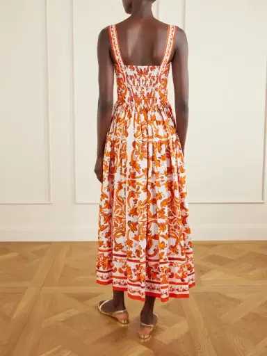 Dolce & Gabbana Pleated Printed Cotton-poplin Midi Dress | Thumbnail 3 Dolce & Gabbana Pleated Printed Cotton-poplin Midi Dress | Thumbnail 3