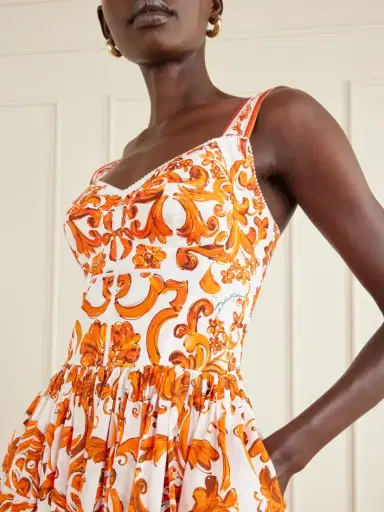 Dolce & Gabbana Pleated Printed Cotton-poplin Midi Dress | Thumbnail 4 Dolce & Gabbana Pleated Printed Cotton-poplin Midi Dress | Thumbnail 4