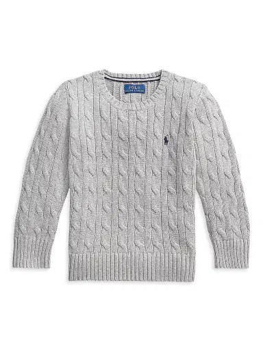 Polo Ralph Lauren Little Boy's & Boy's Cable-Knit Crewneck Sweater - Heather Grey | Thumbnail 1